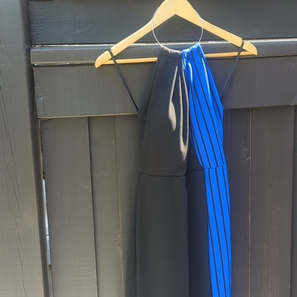 Black and Blue Striped Halter Jumpsuit Dress -  XS BNWOT - Picture 3 of 8